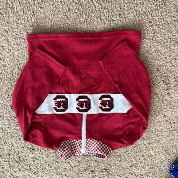 USC Embroidery Red Long Sleeve Shirt with White and Red Checkered Collar - Picture 2 of 2